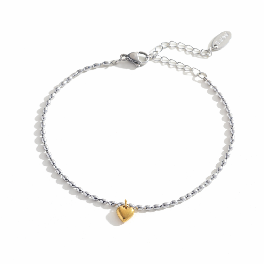 Pulsera fina Corazón delicado dorado