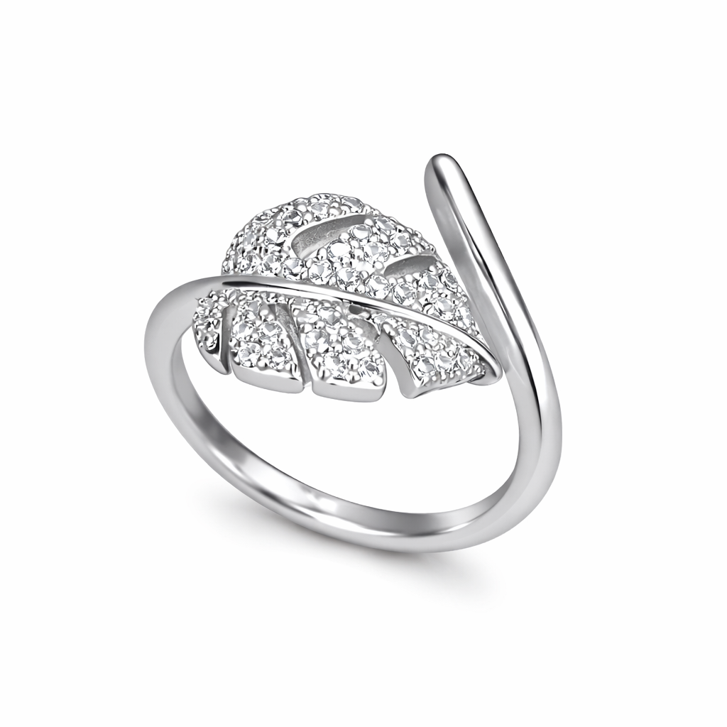 Anillo Hoja Plateada