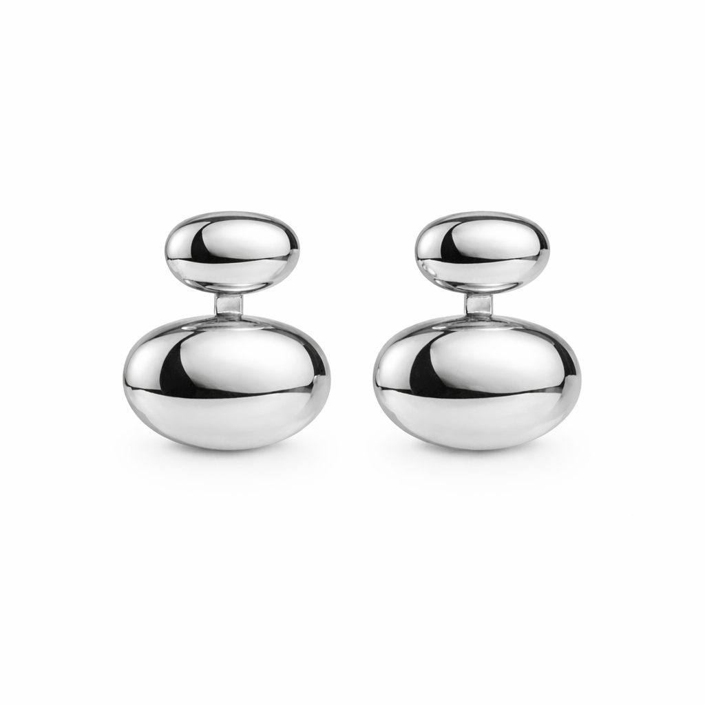 Pendientes Doble Esfera Plateada