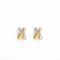 Pendientes Cruz Doble tono (mini)