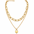Collar Doble Cadena Corazón Dorado