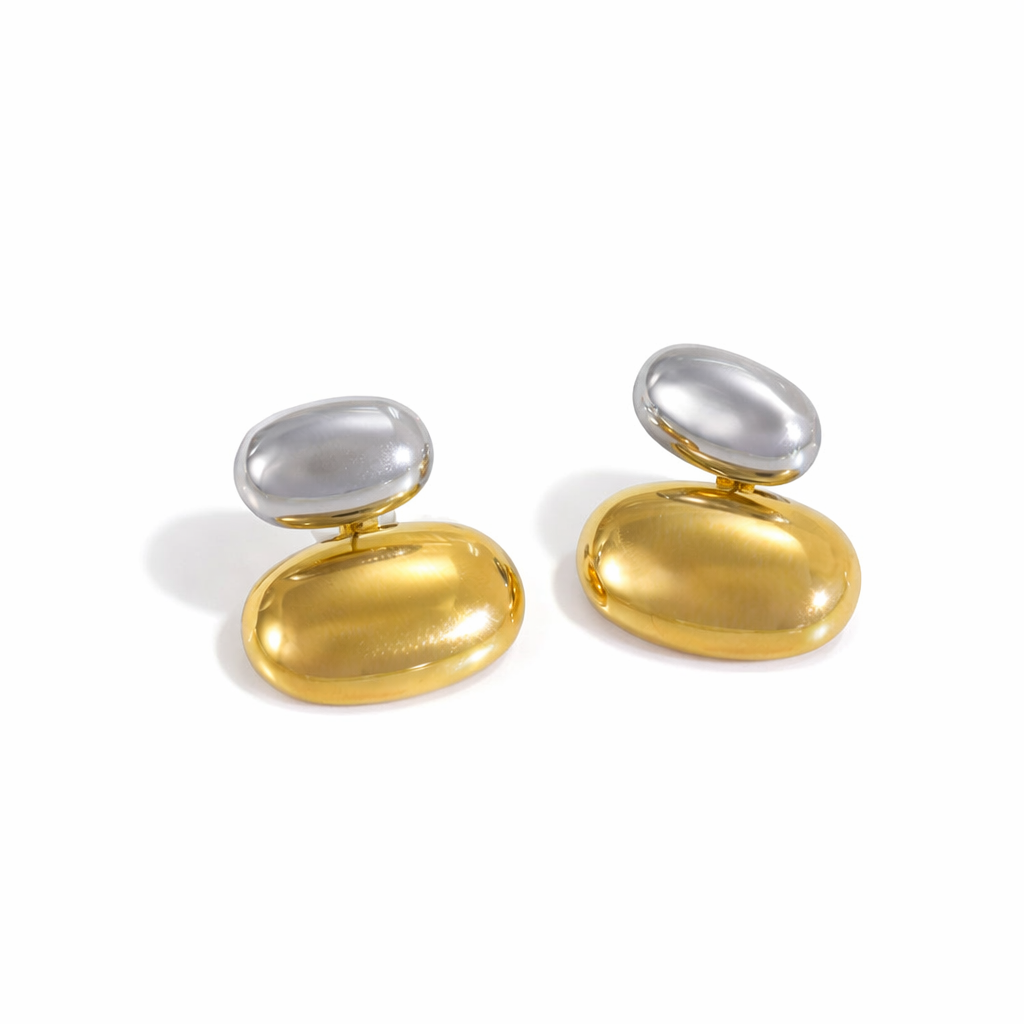 Pendientes Doble Esfera y Doble Tono