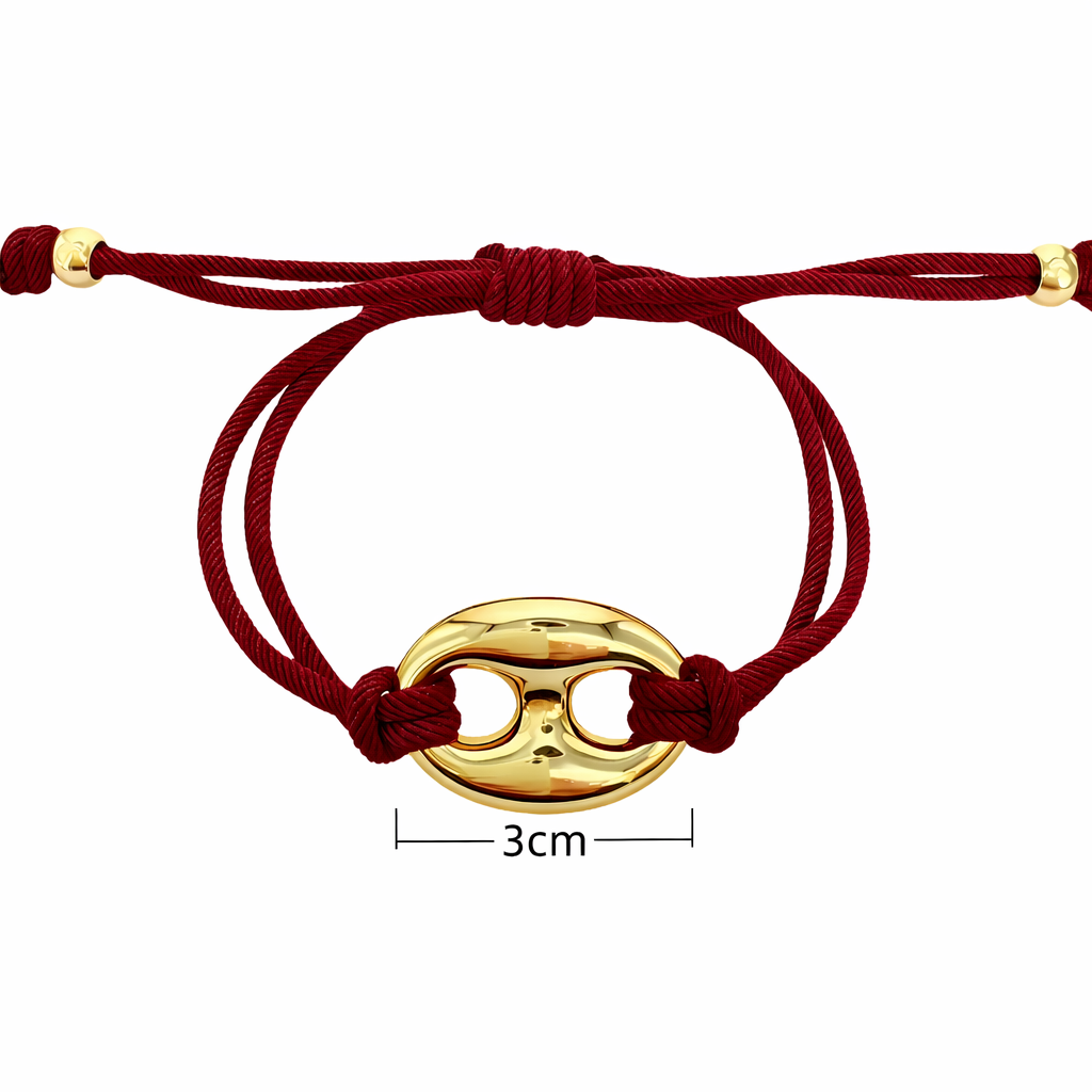 Pulsera Grano de Café con Cordón Rojo Vino