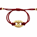 Pulsera Grano de Café con Cordón Rojo Vino