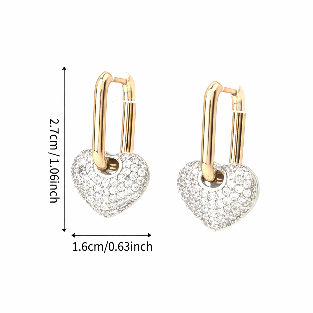 Pendientes Corazón Brillo Dorado