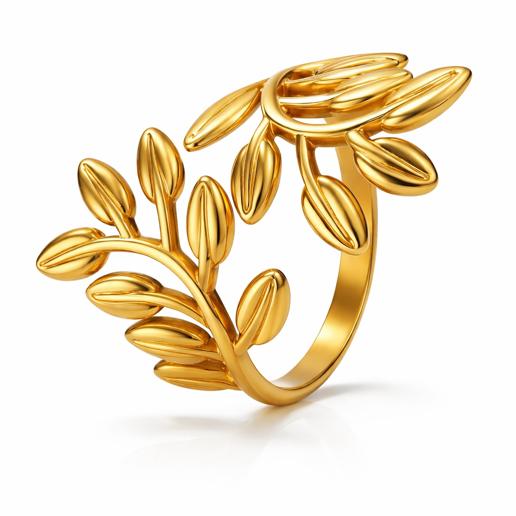 Anillo Hojas Doradas Ajustable