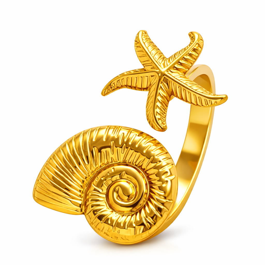 Anillo Estrella Marina Dorada