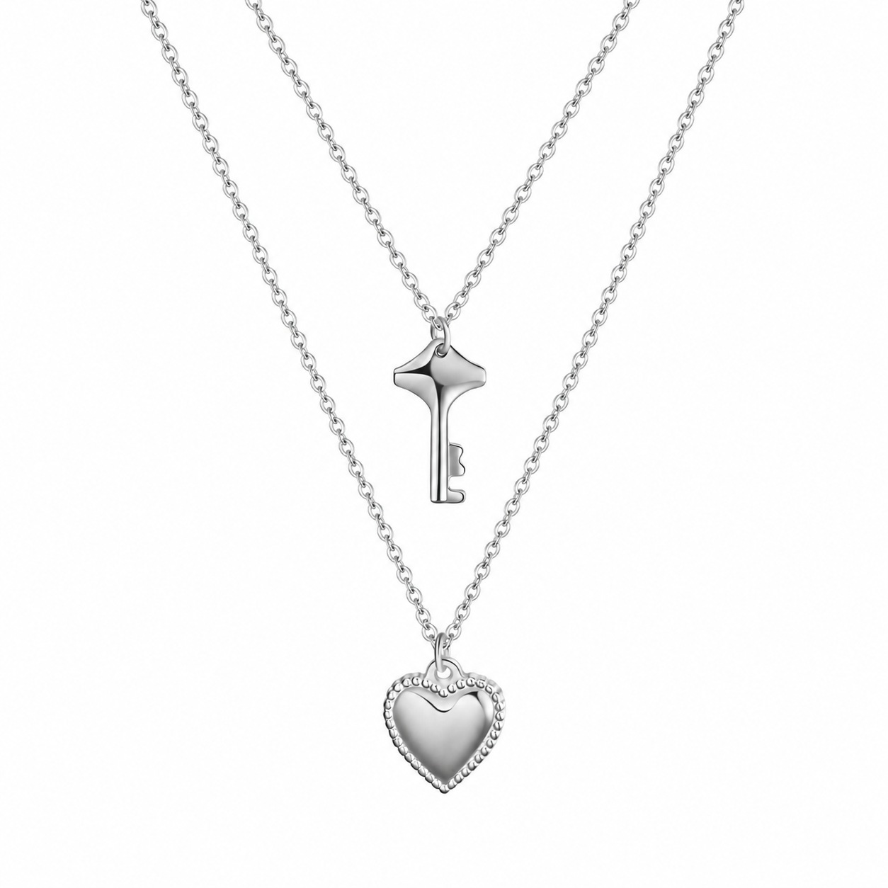 Cadena Llave del Corazón Plateada