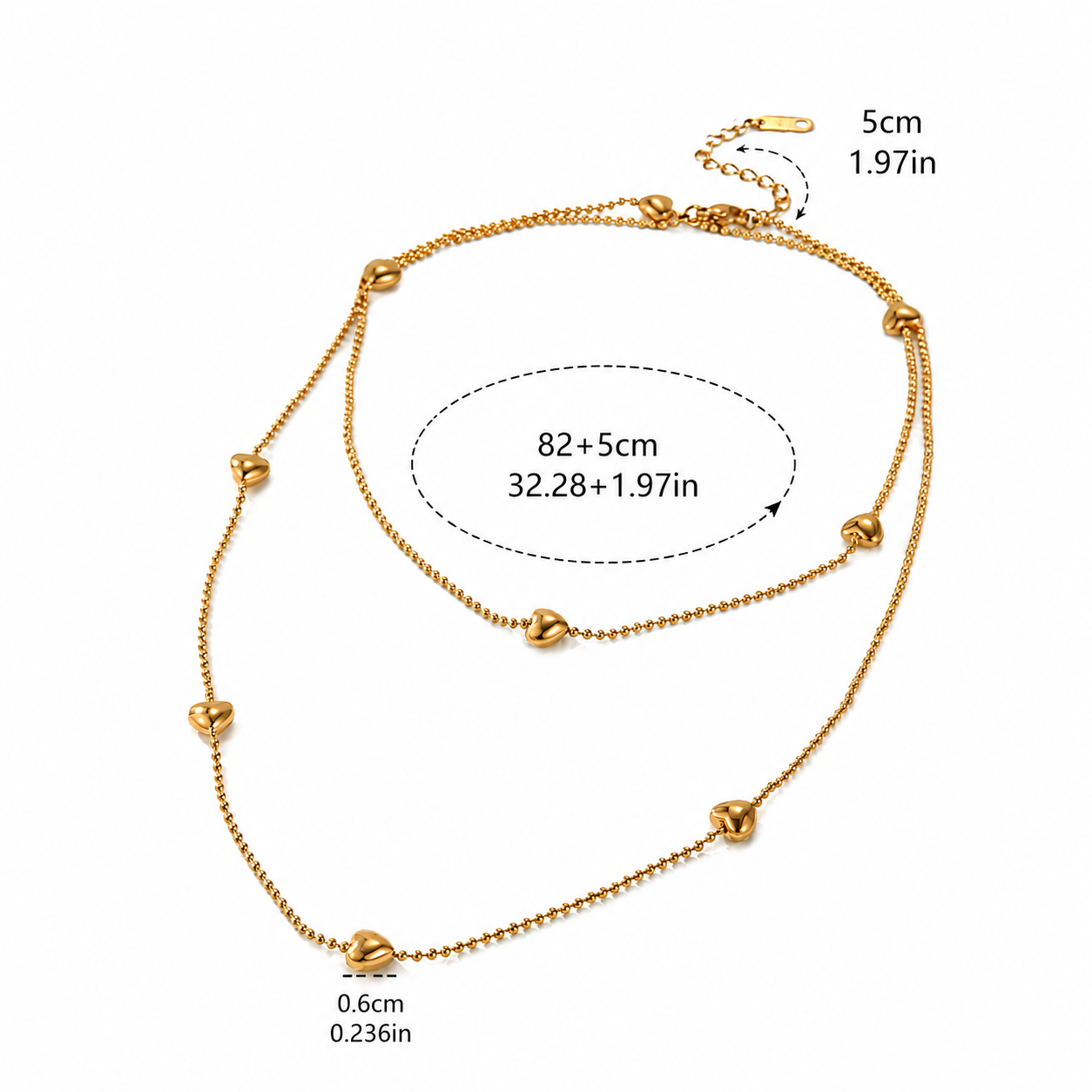 Collar Corazones Eternos Dorado