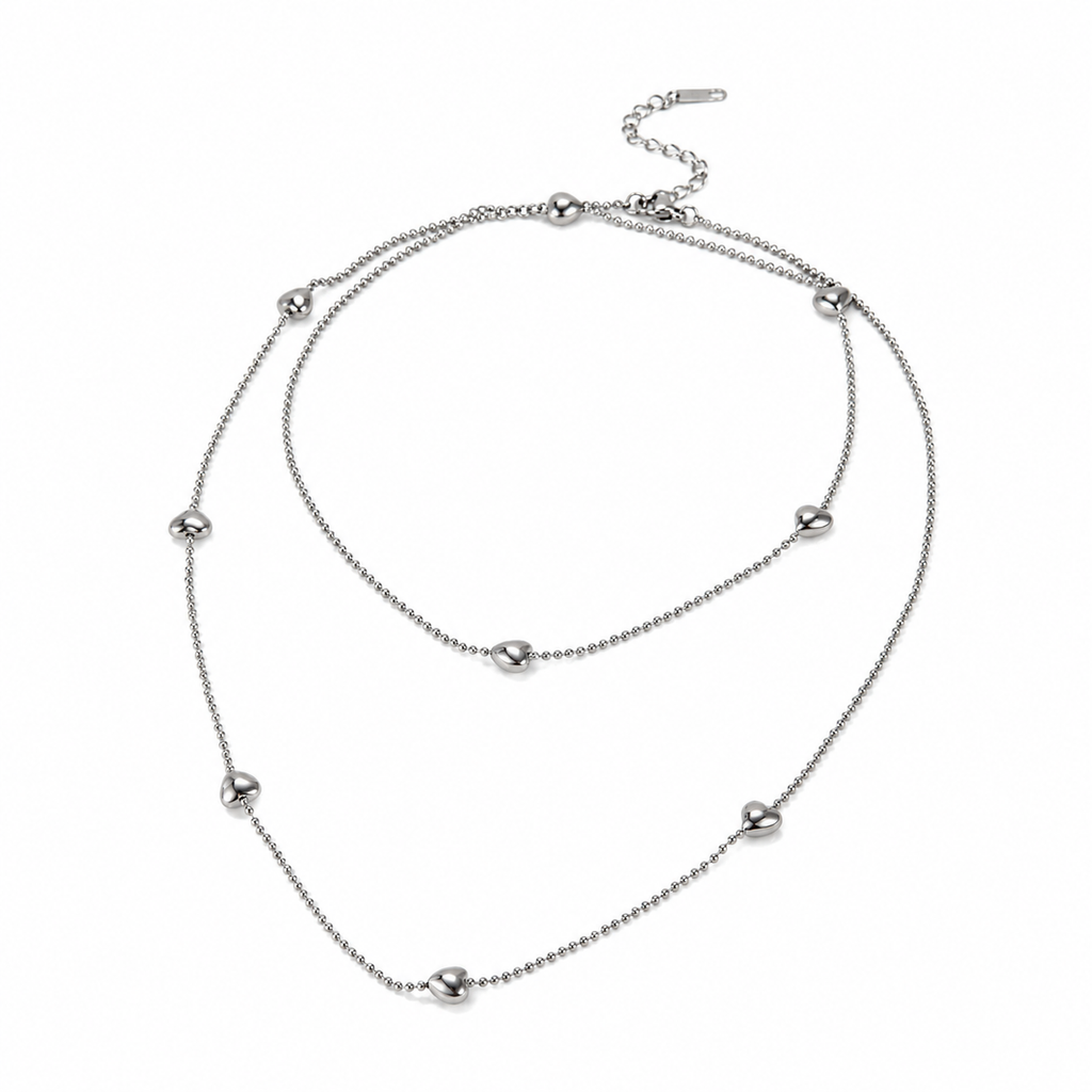 Collar Corazones Eternos Plateado