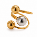 Anillo Triple Esfera Doble Tono