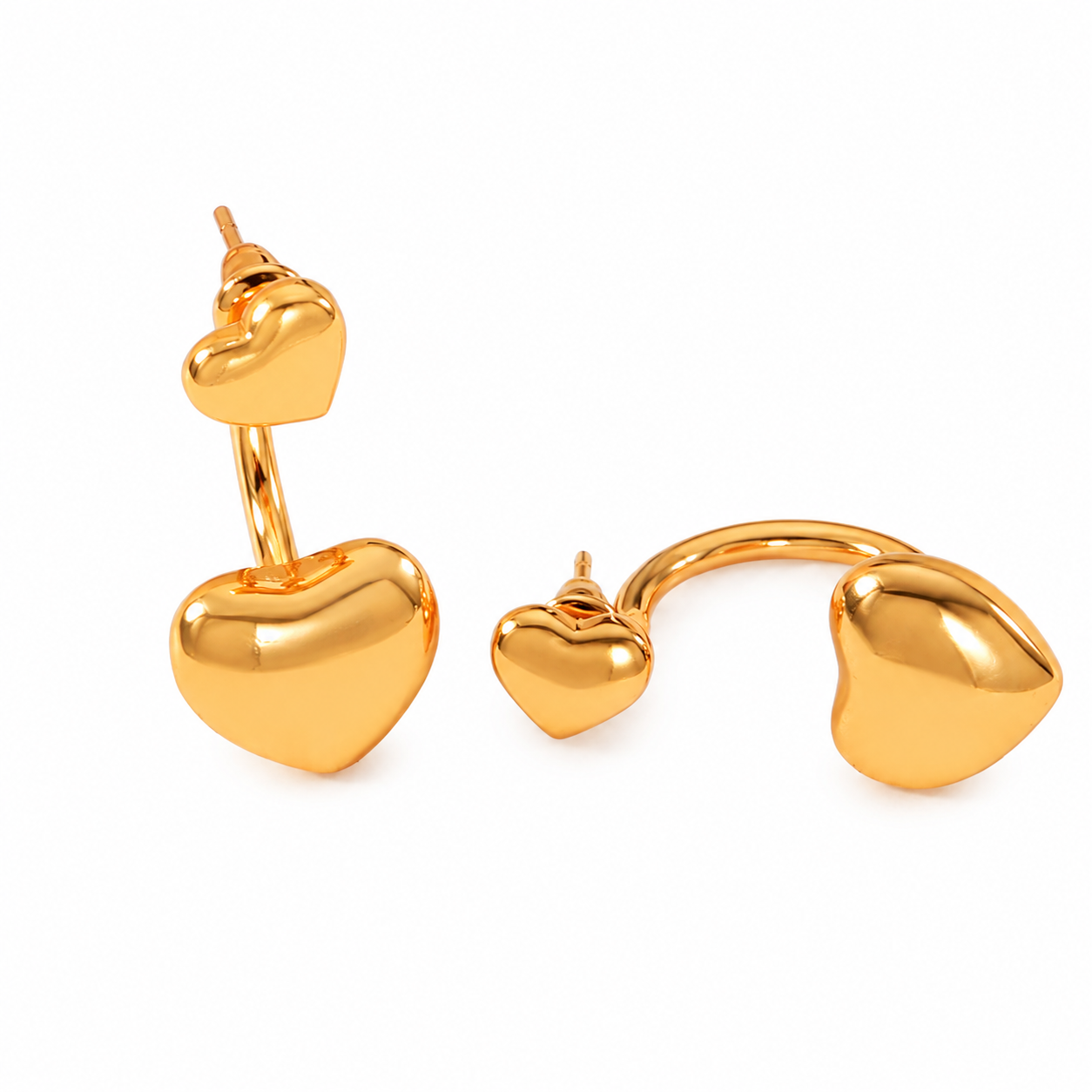 Pendientes Doble Corazón Dorado