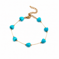 Pulsera Corazones Turquesa Dorados